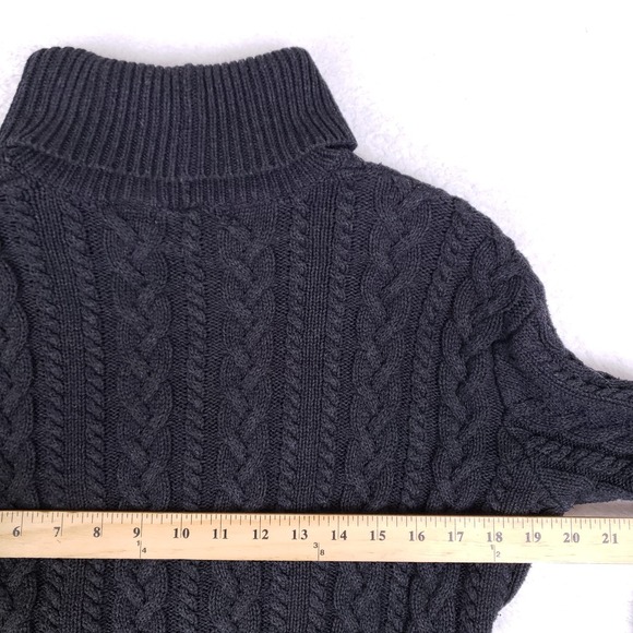 Lord & Taylor Fisherman Cable Knit Turtleneck Sweater Gray Small Vintage 90s - Picture 6 of 7